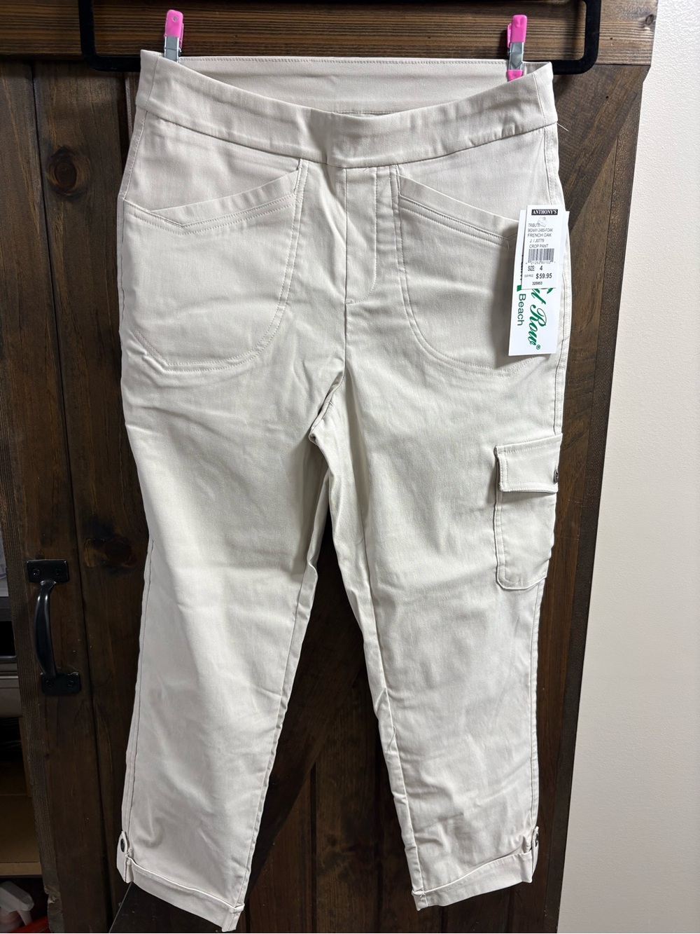 NWT Coconut Row Women's Cream Cargo Ankle Jeans